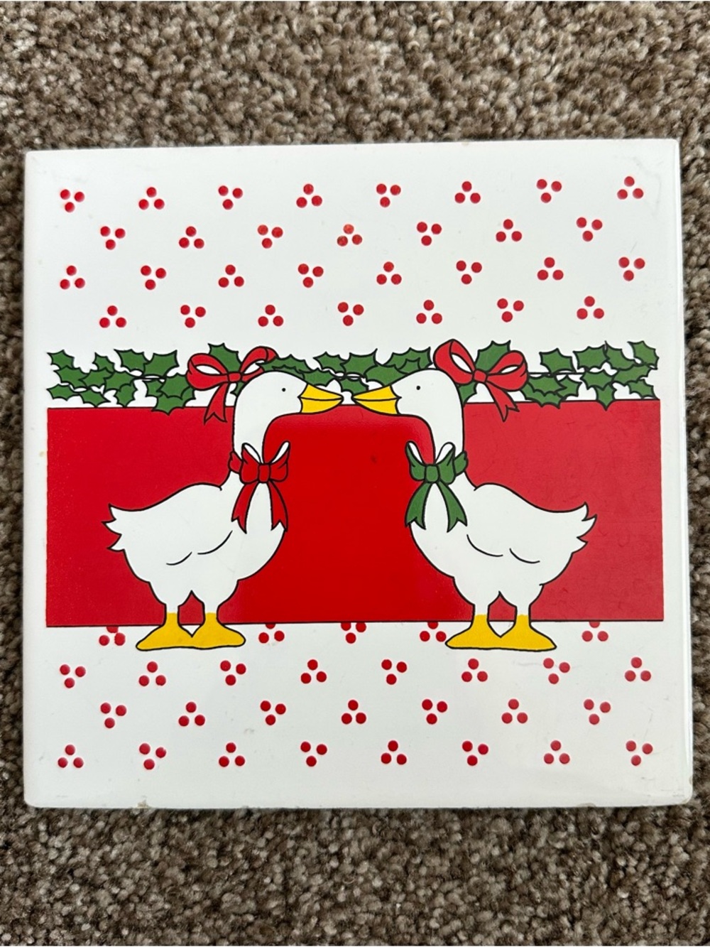 Orient Ceramic Christmas Geese Trivet - Tile Wall Plaque - Wall Decor * See Info